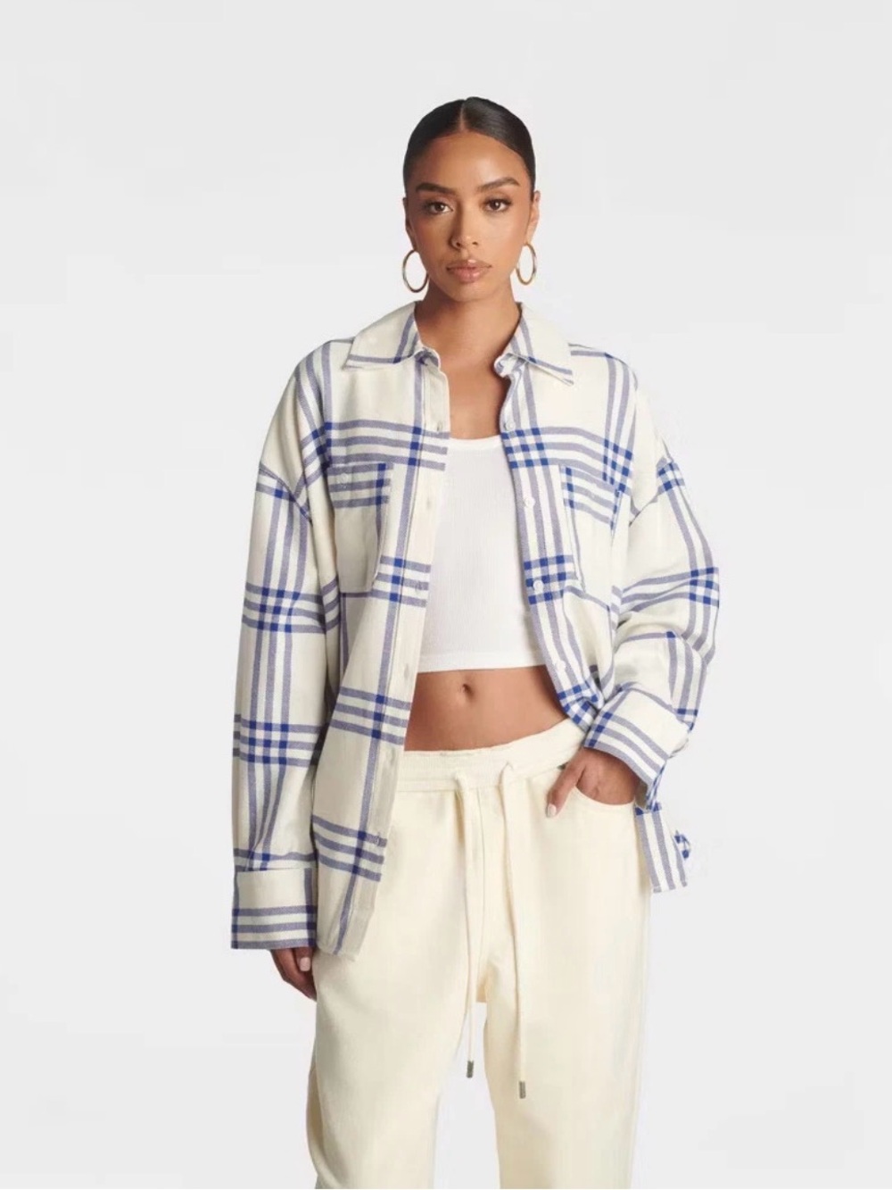 KBB by KAHLANA Women's 'The Ex-Boyfriend Shirt - Blue Plaid XS,S